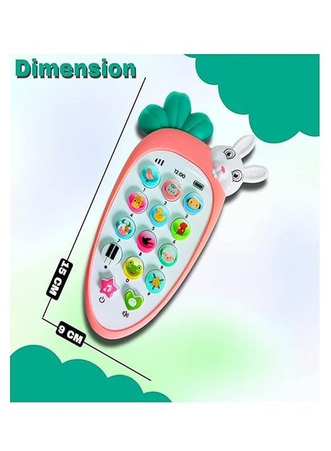 Lifera Rabbit Baby Carrot Phone Toy with Light-up Buttons, Educational Musical Toy with Animal Sounds and Bell - Image 2